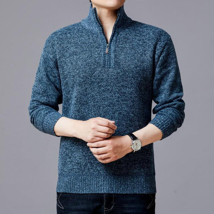 Herren Strickpullover mit modernem Stehkragen und strukturierter Oberfläche Echoarchiv
