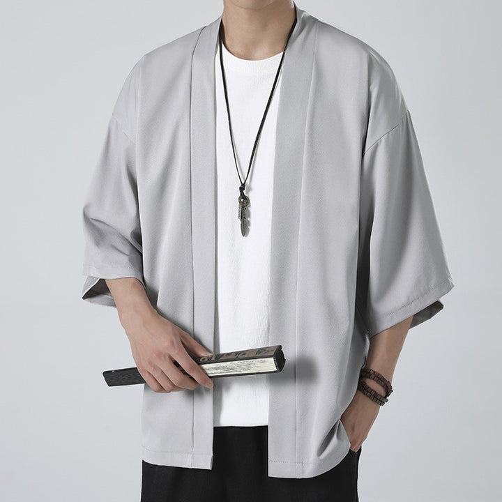Herren nan kimonoartige Kurzjacke im Oversize-Stil mit offenem Schnitt und weichem Fall Echo Archiv