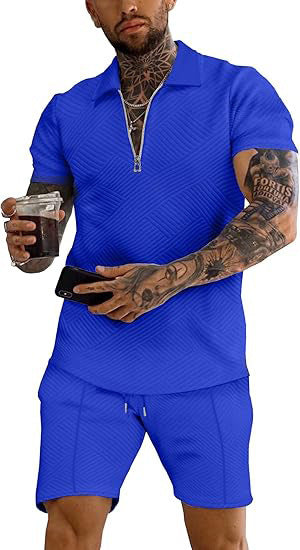 Herren sportliches Oberteil und Shorts Set mit strukturiertem Design Echoarchiv