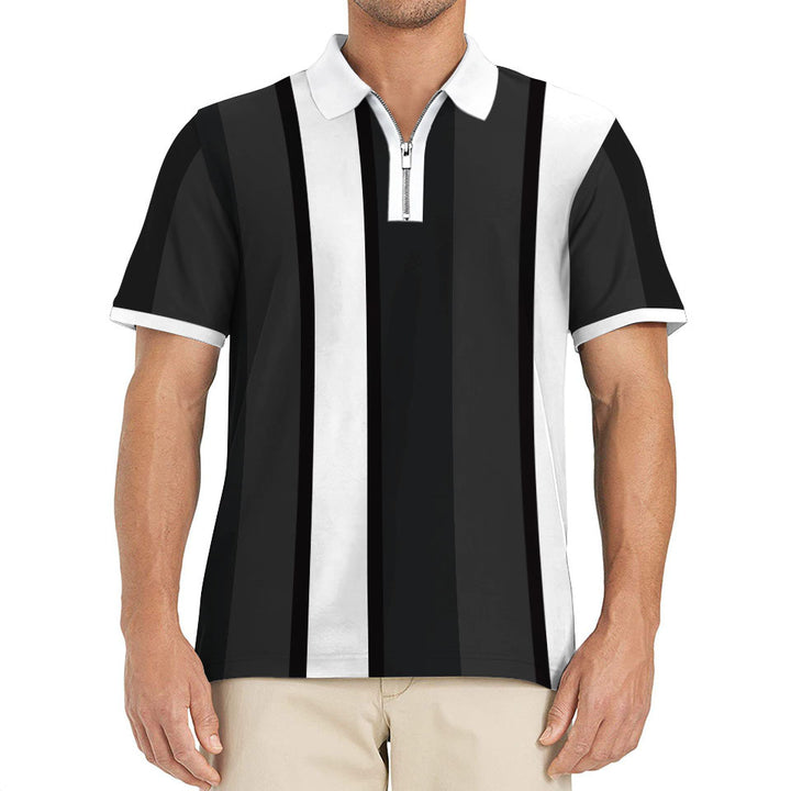 Herren Poloshirt mit praktischem Reißverschluss und modernem Streifendesign Echoarchiv