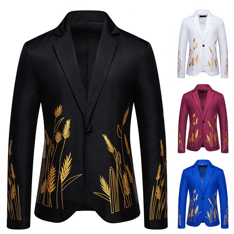 Herren eleganter Blazer mit floralen Stickereien Echoarchiv