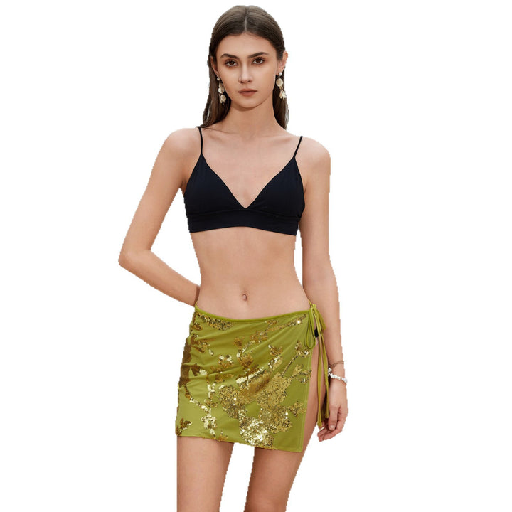 Damen eleganter Badesarong mit funkelnden Pailletten Echo Archiv