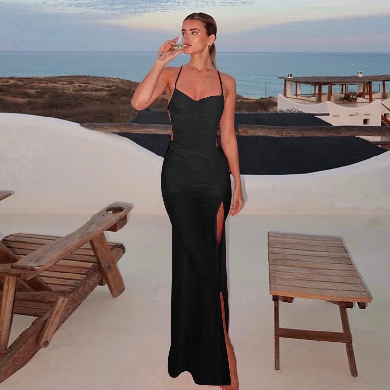 Damen Abendkleid mit tiefem Schlitz und elegantem Raffungselement Echo Archiv