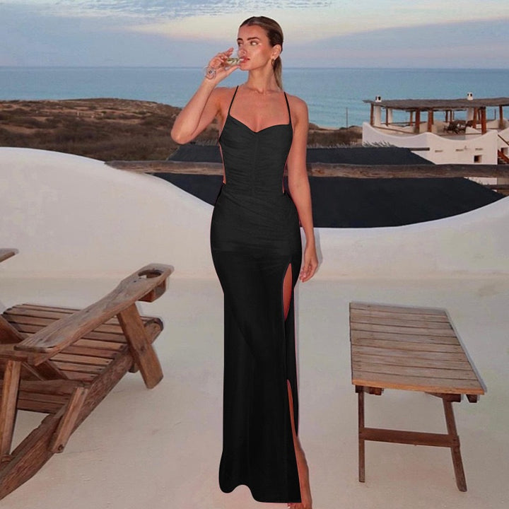 Damen Abendkleid mit tiefem Schlitz und elegantem Raffungselement Echo Archiv