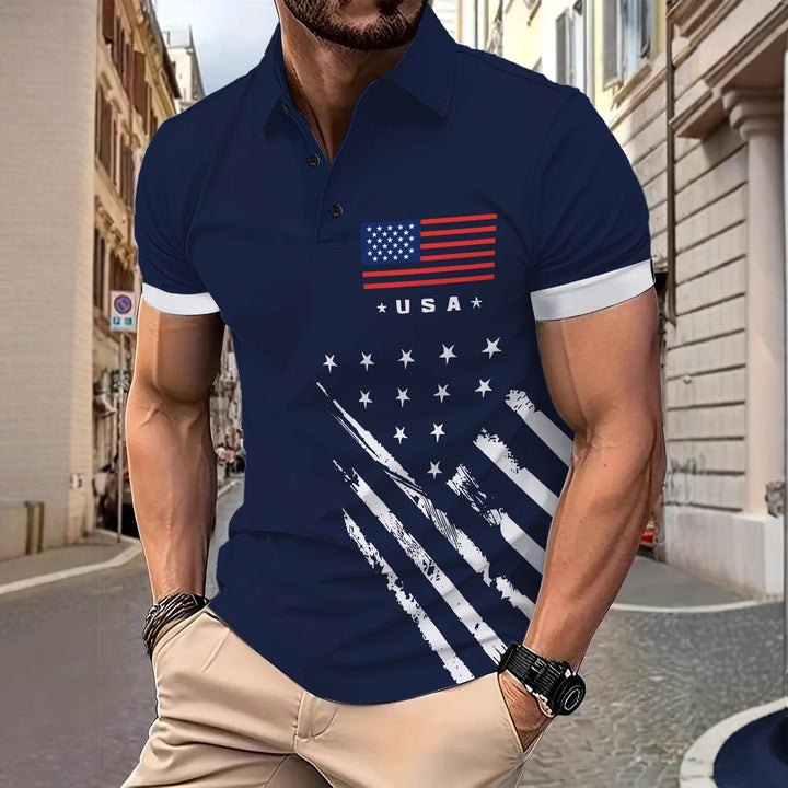 Herren Poloshirt mit stylischem Grafikdesign Echoarchiv