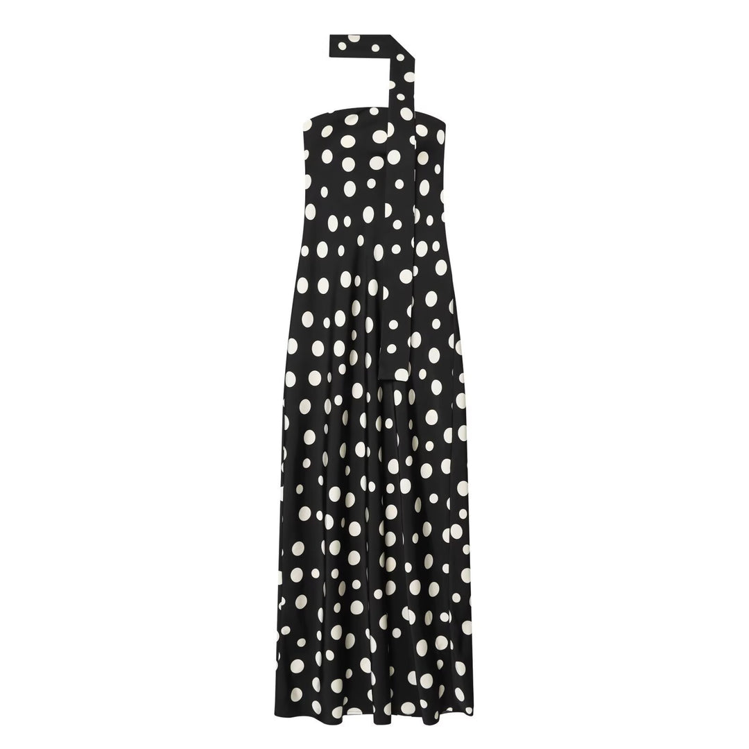 Damen Maxikleid mit asymmetrischem Träger und verspieltem Punktemuster Echo Archiv