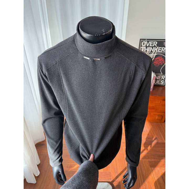Herren Rollkragen-Feinstrickshirt mit Metallnieten am Kragen und schmaler Silhouette Echo Archiv