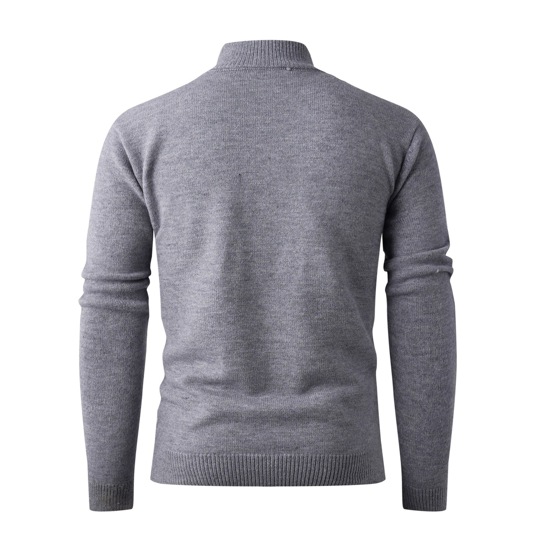 Herren Eleganter Strickpullover mit hohem Kragen und Reißverschluss Echoarchiv