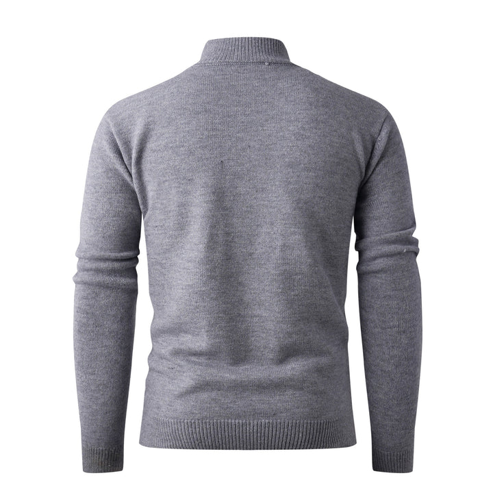 Herren Eleganter Strickpullover mit hohem Kragen und Reißverschluss Echoarchiv