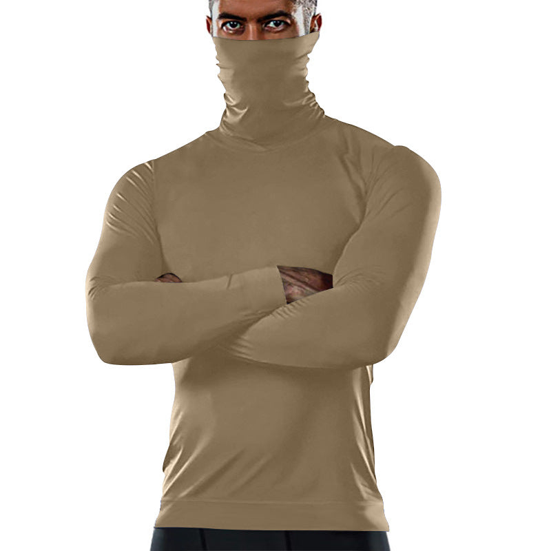 Herren funktionales Langarmshirt mit hohem Kragen und feuchtigkeitsregulierendem Material Echoarchiv