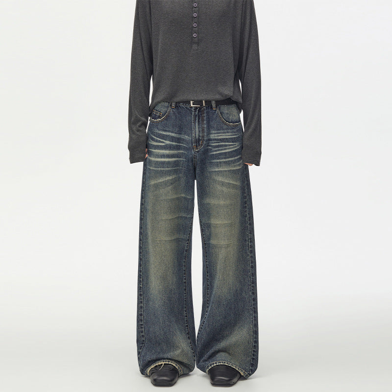 Damen Extraweite Vintage-inspirierte Palazzodenim mit tiefem Schritt und geprägten Falten Echo Archiv