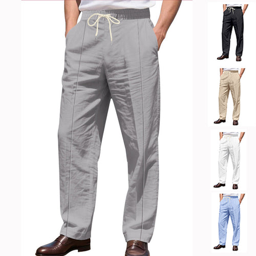 Herren nan elegante Leinenhose mit Bügelfalte Tunnelzugbund und weitem Bein Echo Archiv