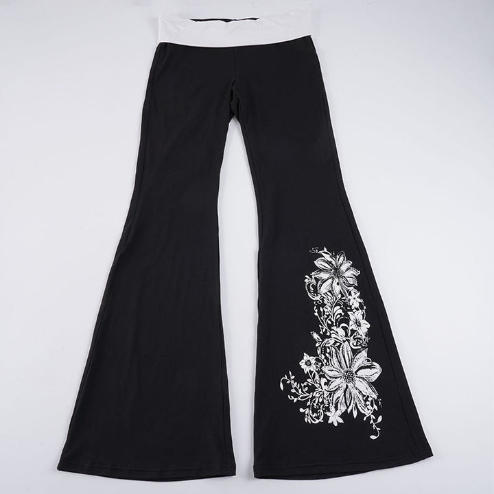 Damen Flared Yoga-Hose mit floralem Druck und hohem Bund Echo Archiv