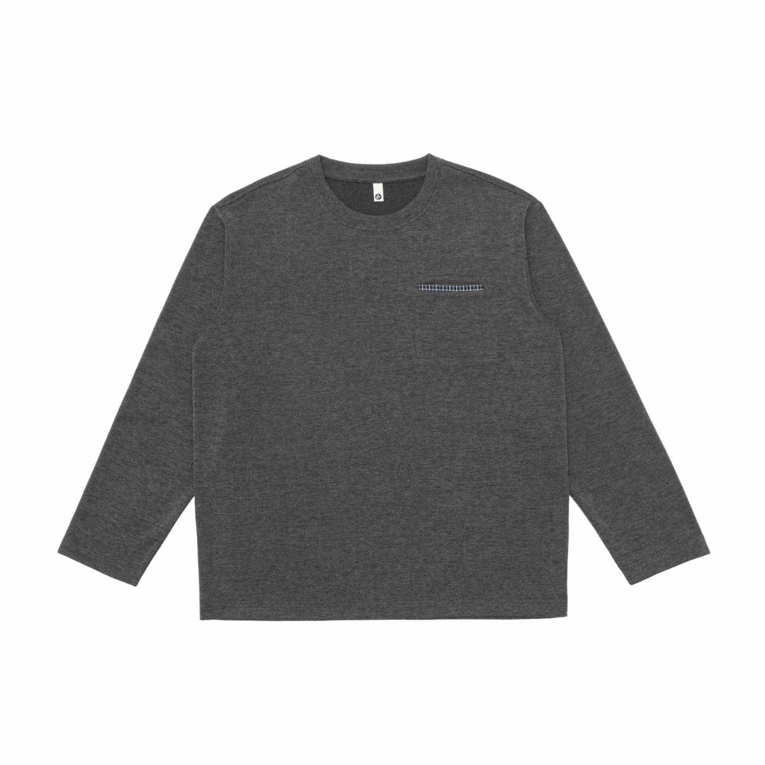 Unisex Oversize-Langarmshirt mit Rundhals und dekorativer Brustpaspel Echoarchiv