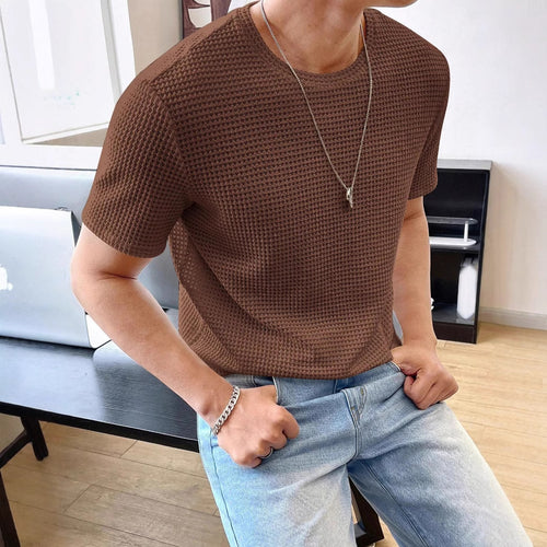 Herren lässiges Struktur-T-Shirt aus atmungsaktivem Material Echoarchiv