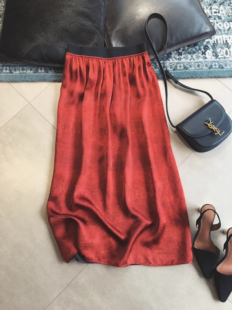 Damen Eleganter Midirock mit schwingendem Saum Echoarchiv