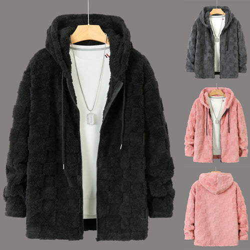 Herren Kuschelige Fleecejacke mit Kapuze und Taschen Echoarchiv