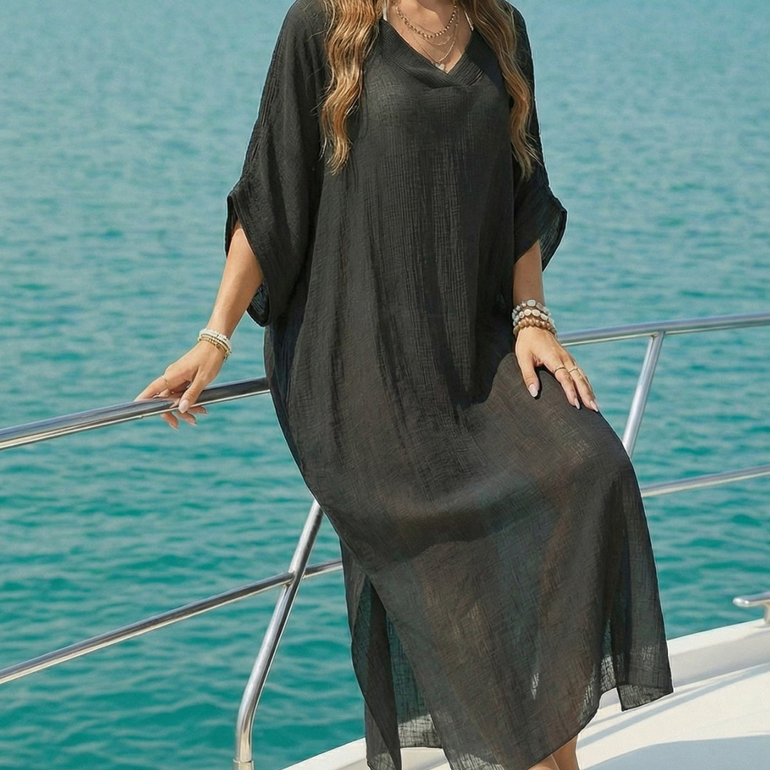 Damen luftiger Strandkaftan mit V-Ausschnitt Echo Archiv