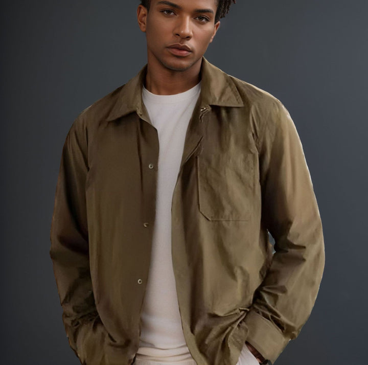 Herren lässige Langarm-Hemdjacke im minimalistischen Design Echoarchiv