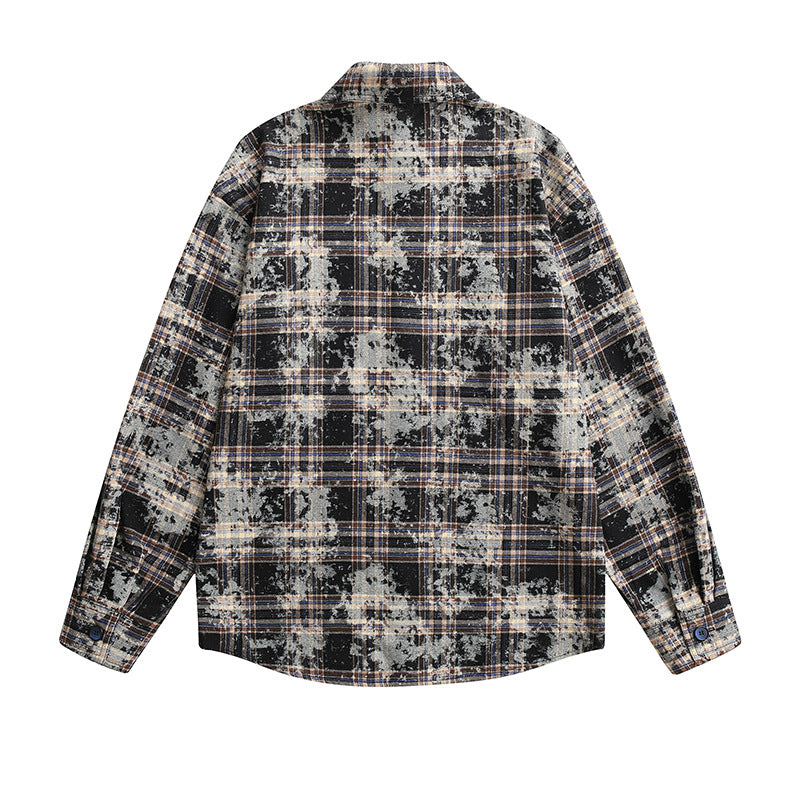 Damen Oversized Karo‑Hemdjacke mit Used‑Effekt und Brusttaschen Echo Archiv
