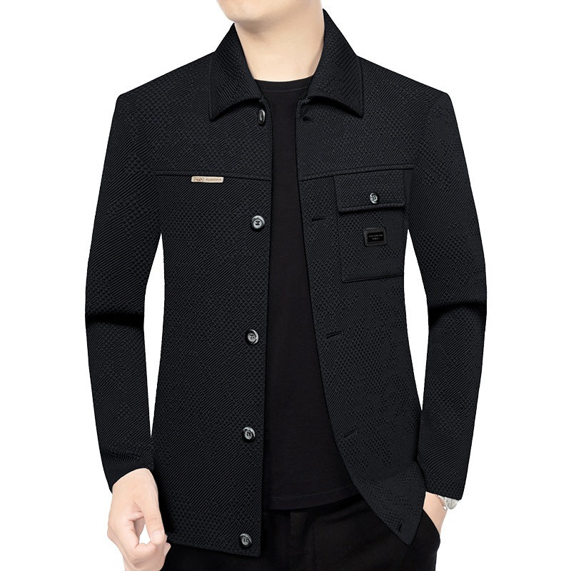 Herren Strukturiertes Overshirt im Glencheck-Relief mit Hemdkragen – Taviero