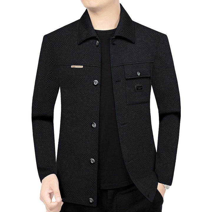 Herren Strukturiertes Overshirt im Glencheck-Relief mit Hemdkragen – Taviero