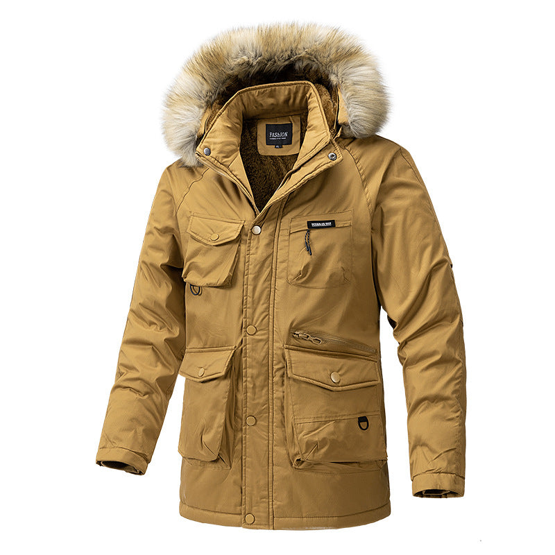 Herren isolierte Winterjacke mit abnehmbarer Kapuze und vielen Taschen Echoarchiv