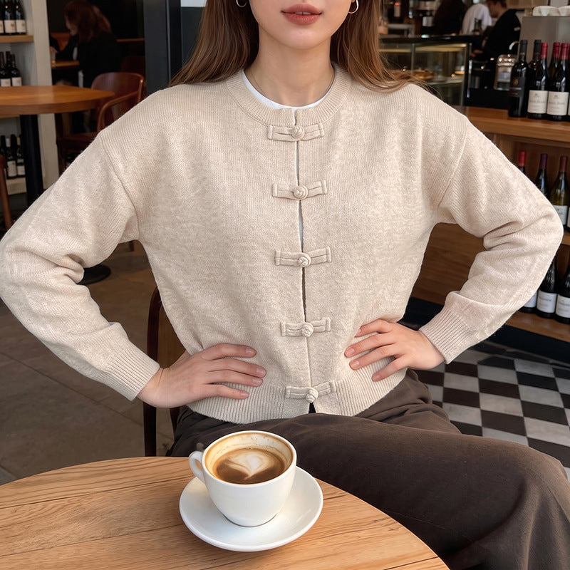 Damen Feinstrick-Cardigan mit dekorativem Knotenverschluss und legerer Raglan-Silhouette – Veloura