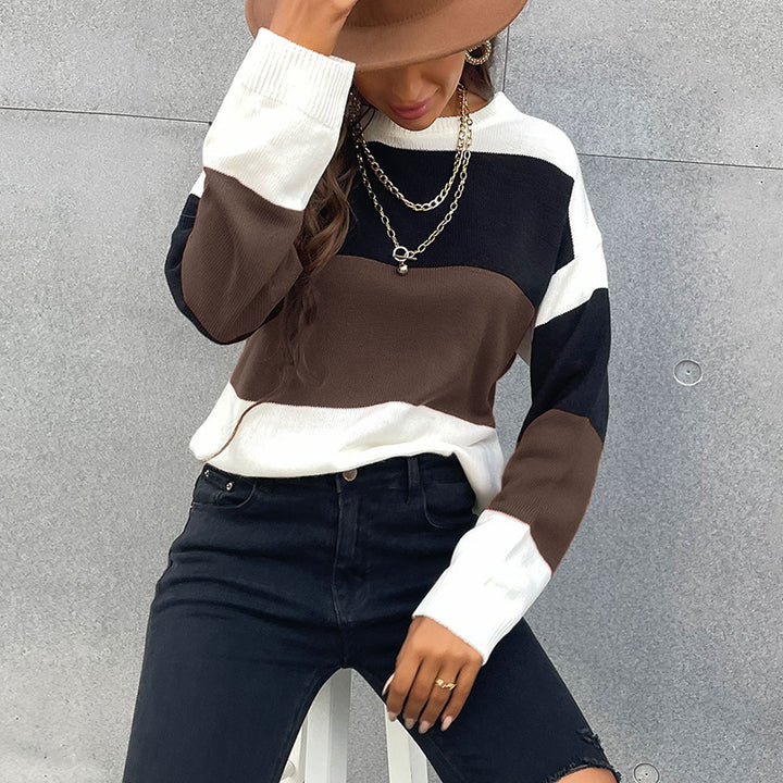 Damen Lässiger Strickpullover mit Farbblock-Design Echo Archiv