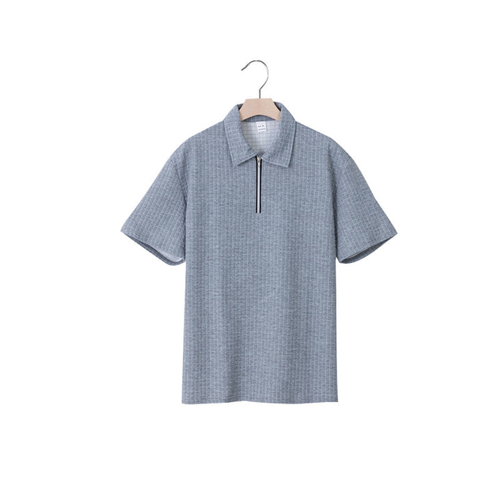 Herren Kurzarm Polo-Shirt mit strukturiertem Design und Reißverschluss Echoarchiv