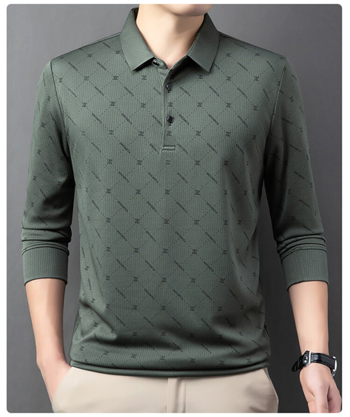 Herren Langarm Poloshirt mit innovativem Muster und atmungsaktiven Eigenschaften Echoarchiv