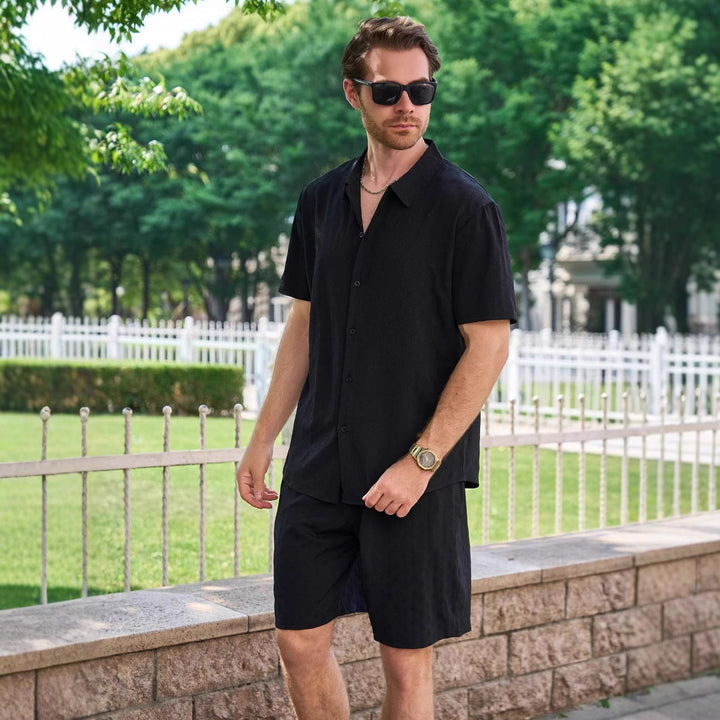Herren lässiges Kurzarm-Shirt und Shorts Set Echoarchiv