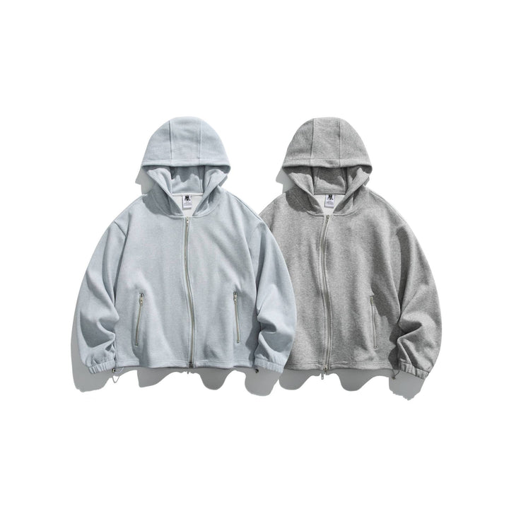 Unisex Leichte Zip-Hoodie-Jacke mit Reißverschlusstaschen und verstellbarem Saum Echoarchiv