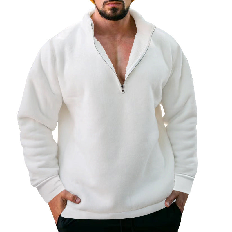 Herren bequemer Stehkragen Pullover mit kurzer Reißverschlussöffnung Echoarchiv