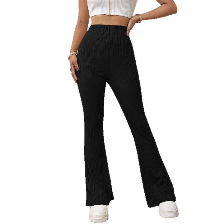 Damen hochtaillierte gerippte Schlaghose aus stretch‑Jersey – Avélisse