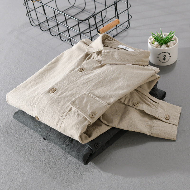 Herren Vielseitiges Baumwoll-Overshirt mit aufgesetzter Klappentasche und entspanntem Schnitt Echoarchiv