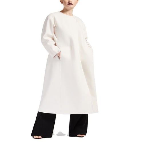 Damen Oversize-Mantel mit Rundhals und verdeckter Knopfleiste Echoarchiv