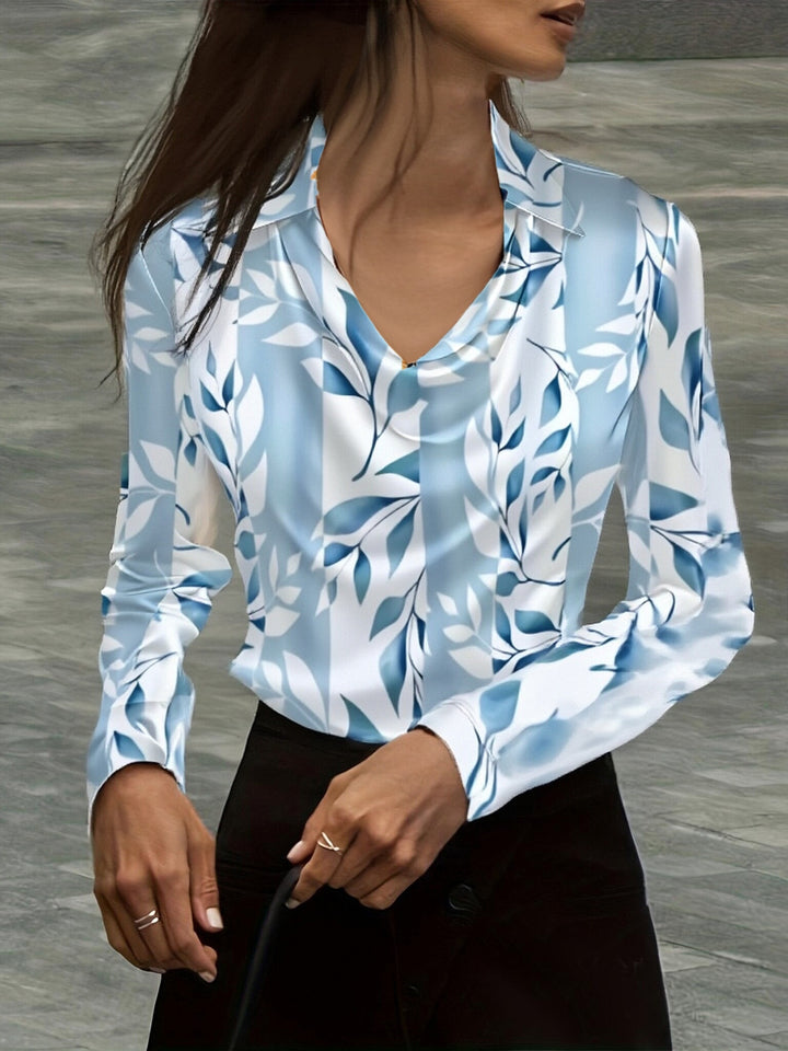 Damen Satinbluse mit Wasserfallkragen und Hemdkragen Echoarchiv