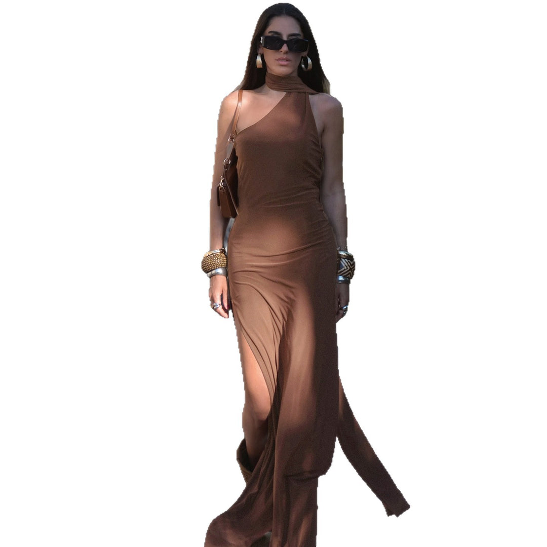 Damen langes Wickelkleid mit asymmetrischem Ausschnitt und eleganter Schal-Detail Echo Archiv