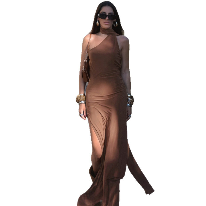 Damen langes Wickelkleid mit asymmetrischem Ausschnitt und eleganter Schal-Detail Echo Archiv