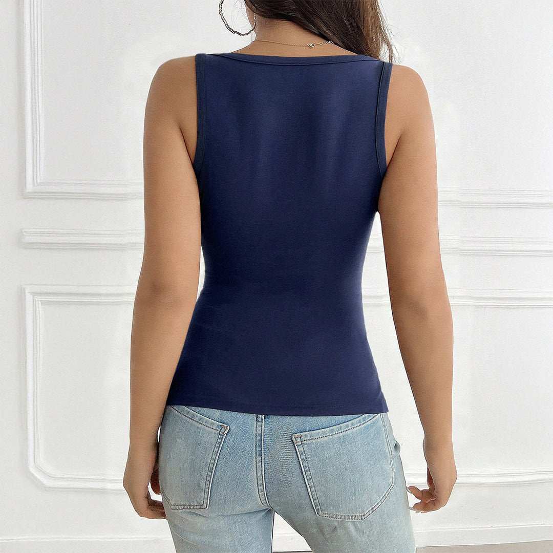 Damen Figurnahes Trägershirt mit Knopfleiste und elastischem Stoff Echo Archiv