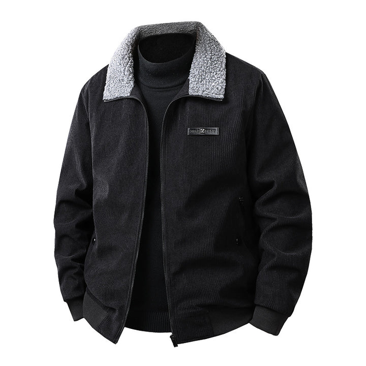 Herren Cord-Collegejacke mit Sherpa-Kragen, Reißverschluss und praktischen Seitentaschen Echoarchiv