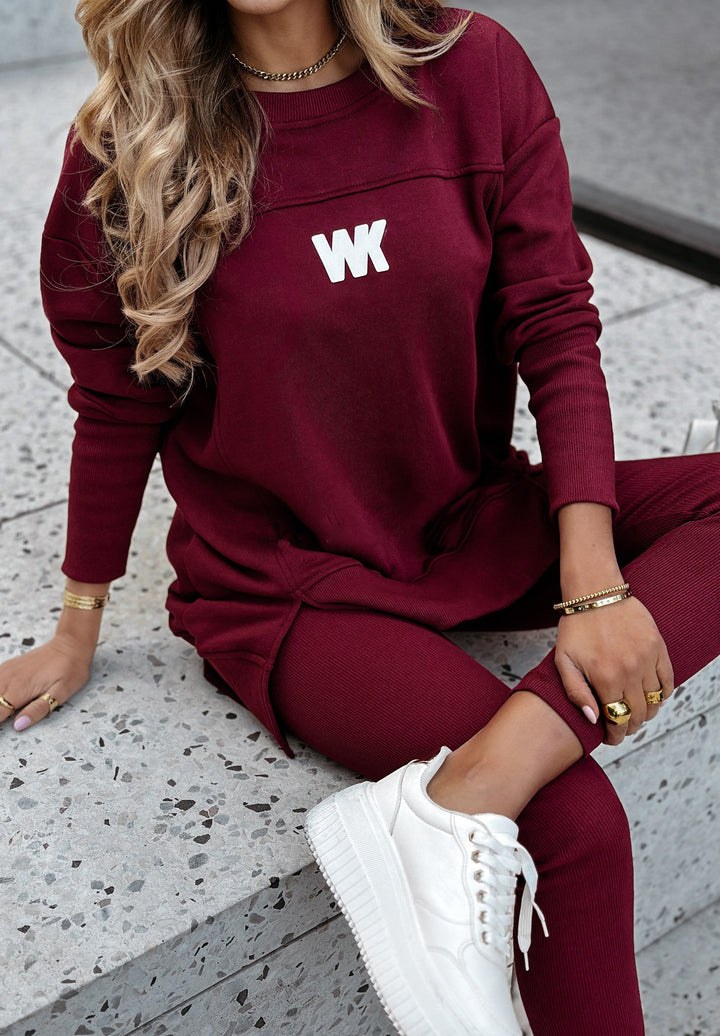 Damen nan Oversize-Longsweatshirt mit seitlichen Schlitzen und highwaist Ripp-Leggings Set Echo Archiv