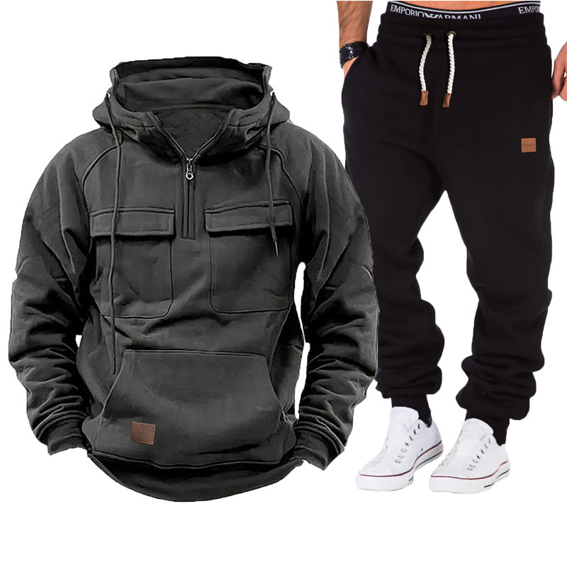 Herren funktionale Kapuzenjacke mit durchgehendem Reißverschluss und praktischen Taschen Echoarchiv