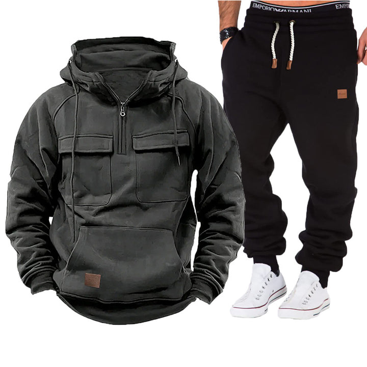Herren funktionale Kapuzenjacke mit durchgehendem Reißverschluss und praktischen Taschen Echoarchiv