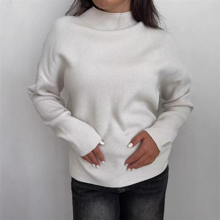 Damen Oversize-Feinstrickpullover mit Stehkragen und geriffelter Struktur – Mavelle
