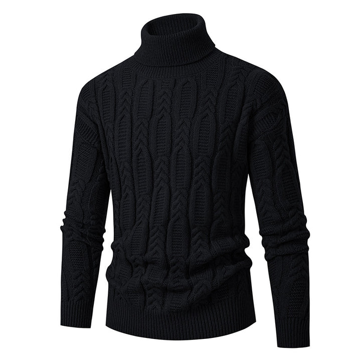 Herren Hochwertiger Rollkragenpullover mit Strukturmuster Echoarchiv