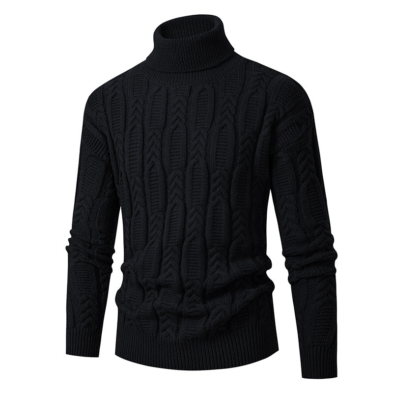 Herren Hochwertiger Rollkragenpullover mit Strukturmuster Echoarchiv