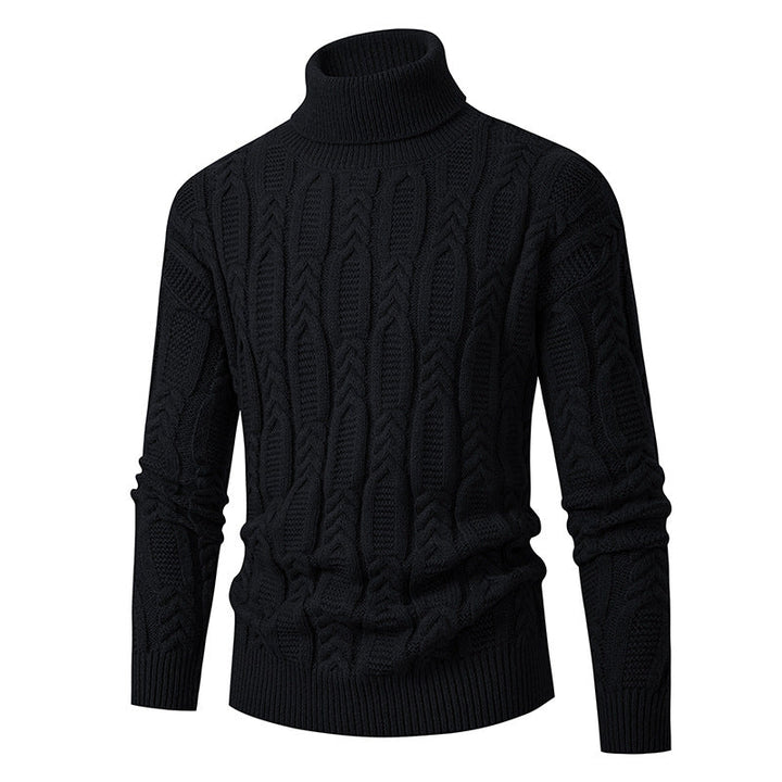 Herren Hochwertiger Rollkragenpullover mit Strukturmuster Echoarchiv