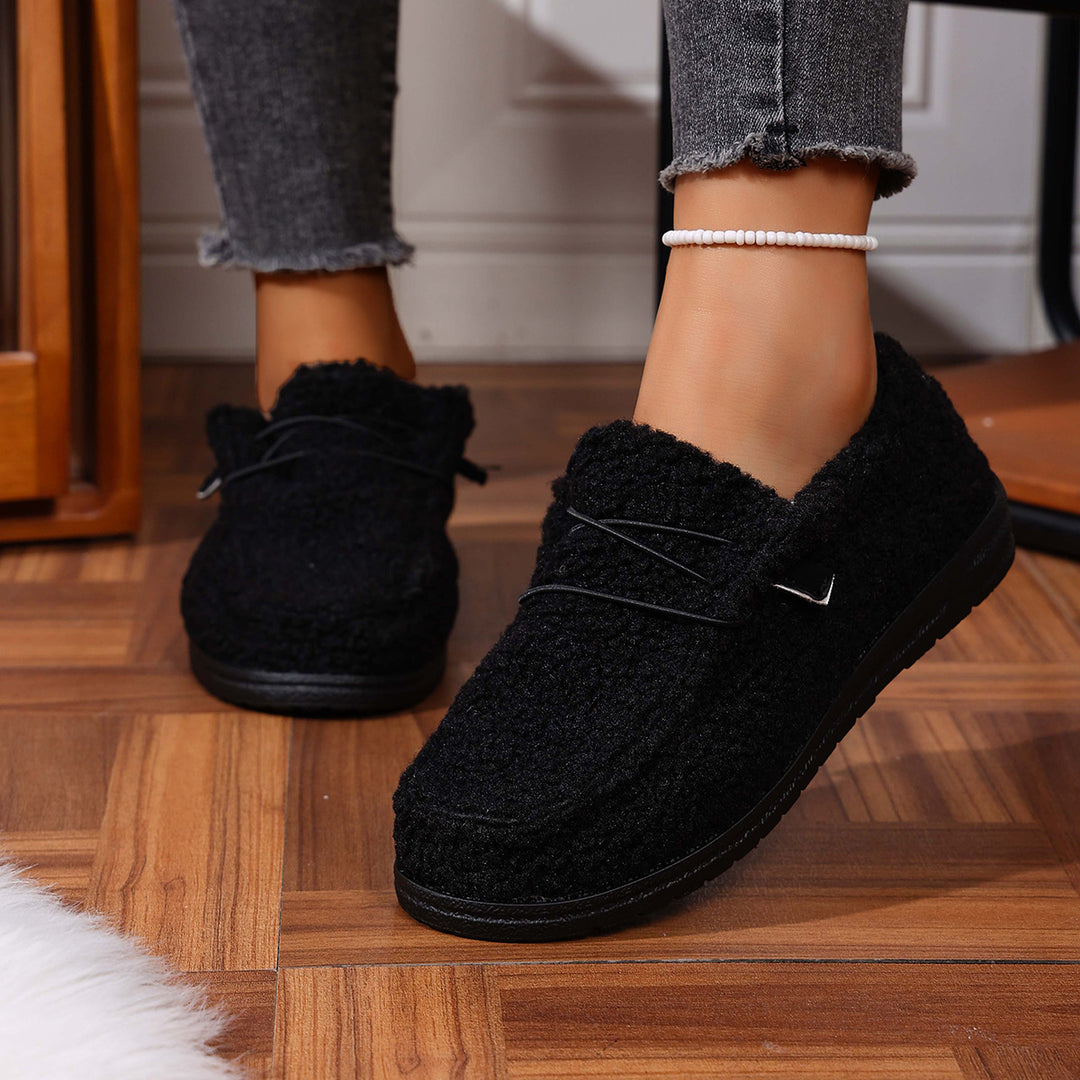 Damen Kuschelige Sherpa-Slipper mit flexibler Gummiaußensohle Echo Archiv